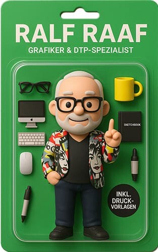 Werbung mit Garantie –Werbegrafik mit Garantie – Ralf Raaf als Action-Figur Grafiker und DTP-Spezialist – preise-fuer-dienstleistungen-in-der-werbung